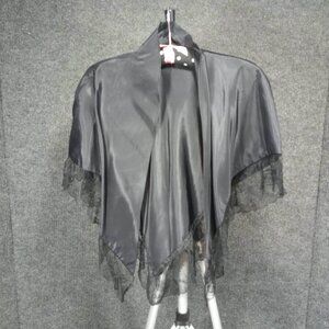1950's Black Taffeta Cape with Chantilly Lace Trim